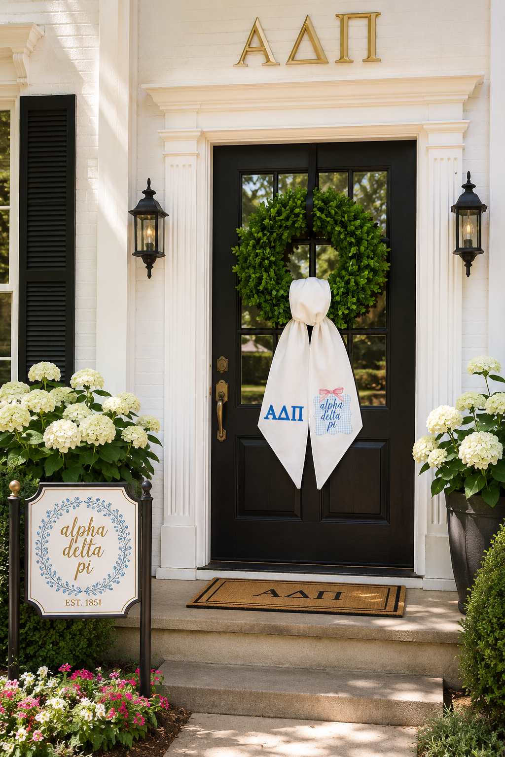 Personalized Sorority Wreath Sash, Custom Greek Letters, Choose Your Sorority and Fabric