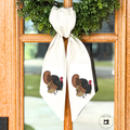 Embroidered Double Turkey Wreath Sash | Thanksgiving Door Decor