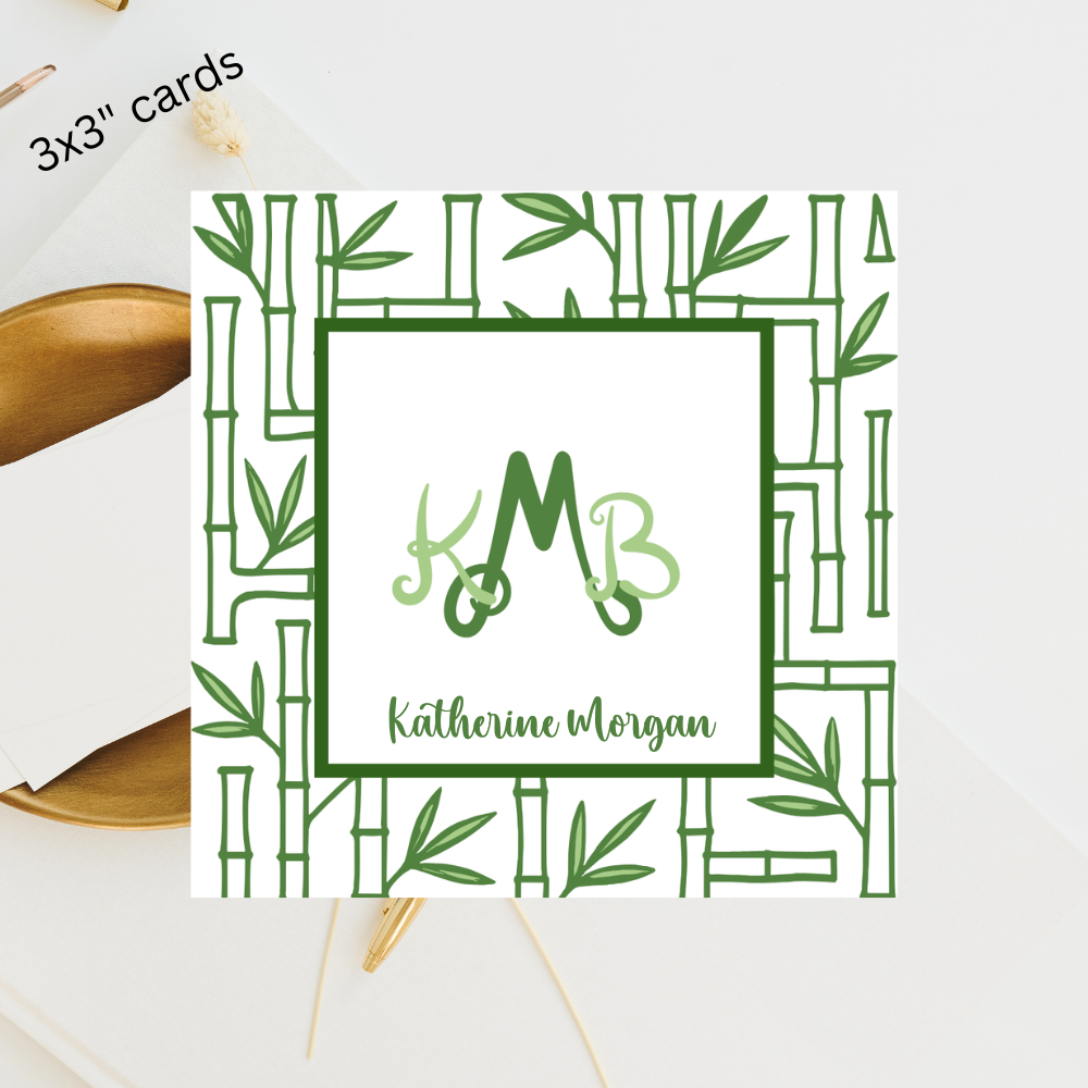 Bamboo Monogram Personalized Calling Cards