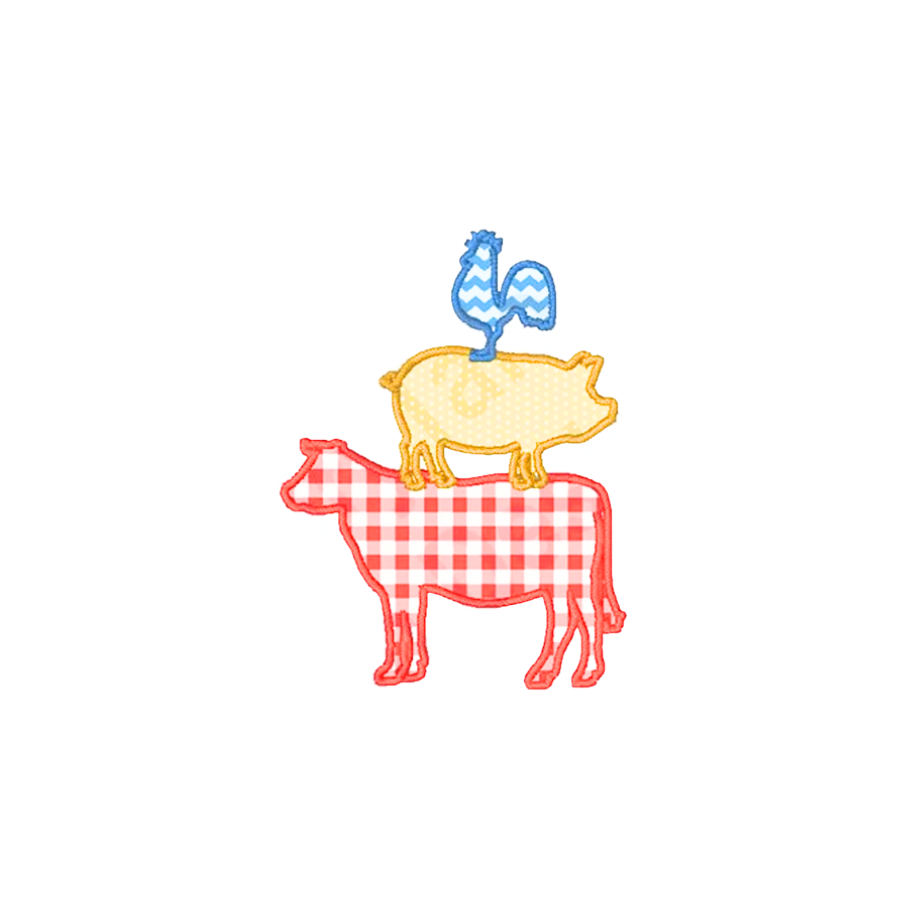 Personalized Farmhouse Animal Stack Wreath Sash – Monogram “H” – Cotton & Canvas, 54" × 5"