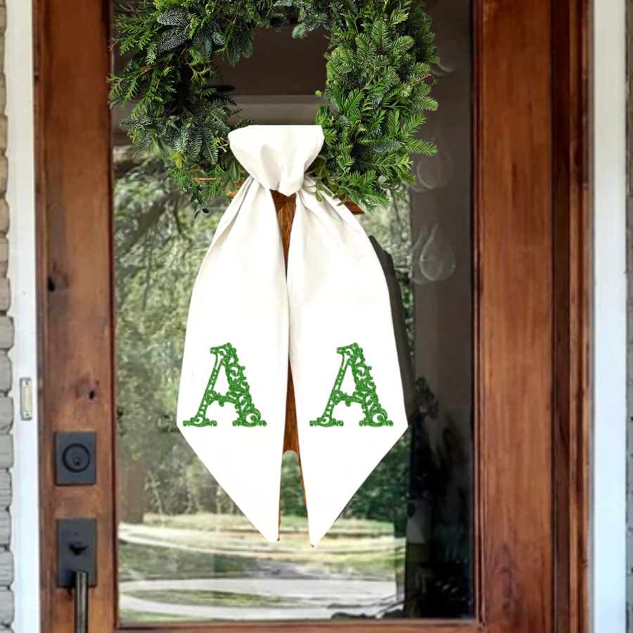 Floral Script Monogram Wreath Sash