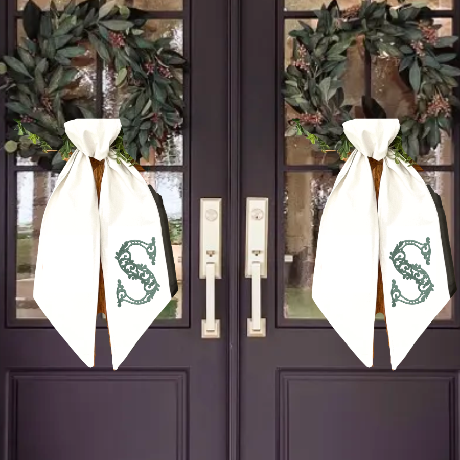 Floral Script Monogram Wreath Sash