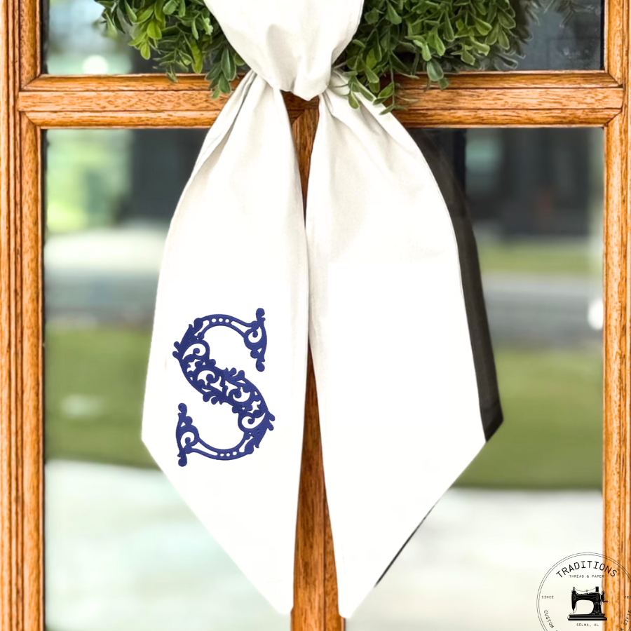 Floral Script Monogram Wreath Sash – Personalized Initial
