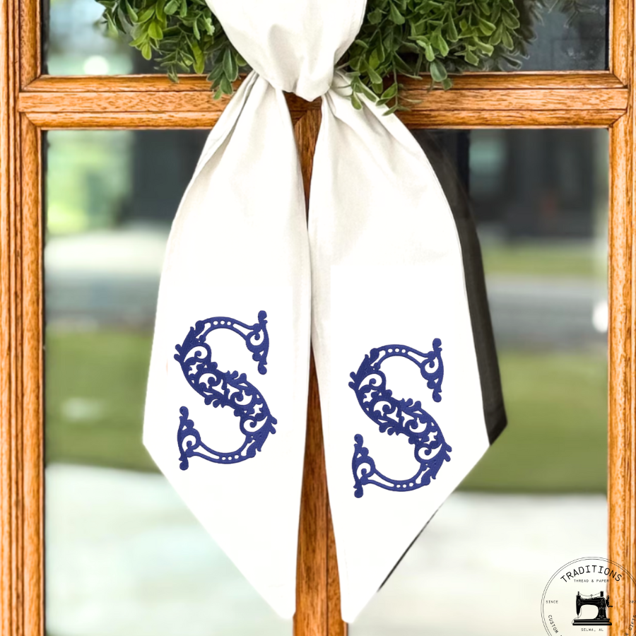 Floral Script Monogram Wreath Sash – Personalized Initial