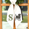 Custom Dog & Monogram Wreath Sash – Personalized Front Door Accent