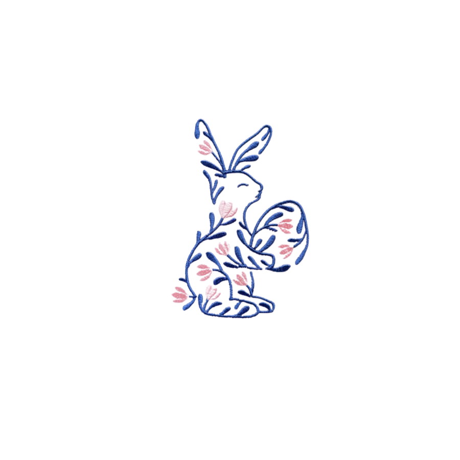 Floral Bunny Embroidered Cloth Napkin