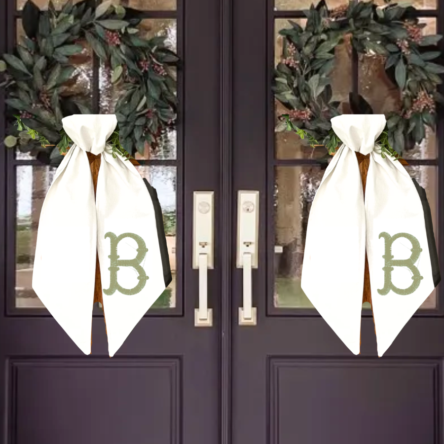 Floral Script Monogram Wreath Sash
