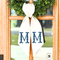 Embroidered  French Fishtail Monogram Wreath Sash