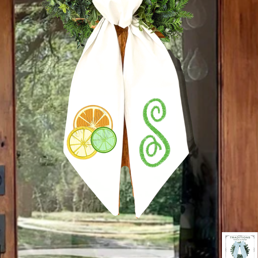 Summer Citrus Monogram Wreath Sash