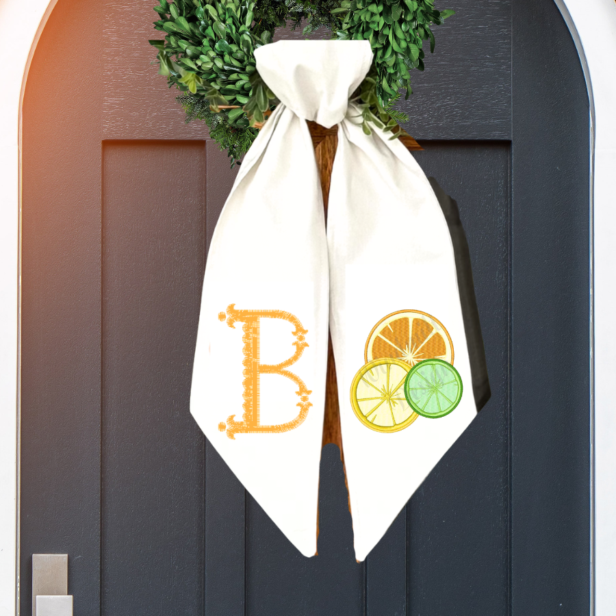 Summer Citrus Monogram Wreath Sash