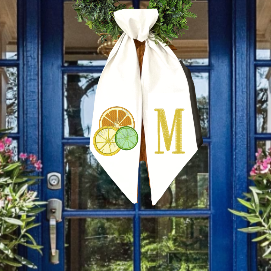 Summer Citrus Monogram Wreath Sash