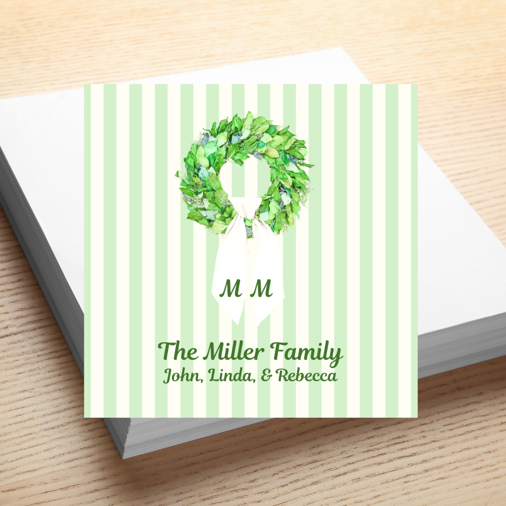 Personalized Family Calling Cards – Wreath Monogram Design