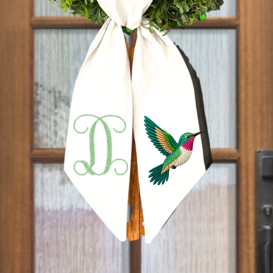 Personalized Hummingbird Wreath Sash with Monogram