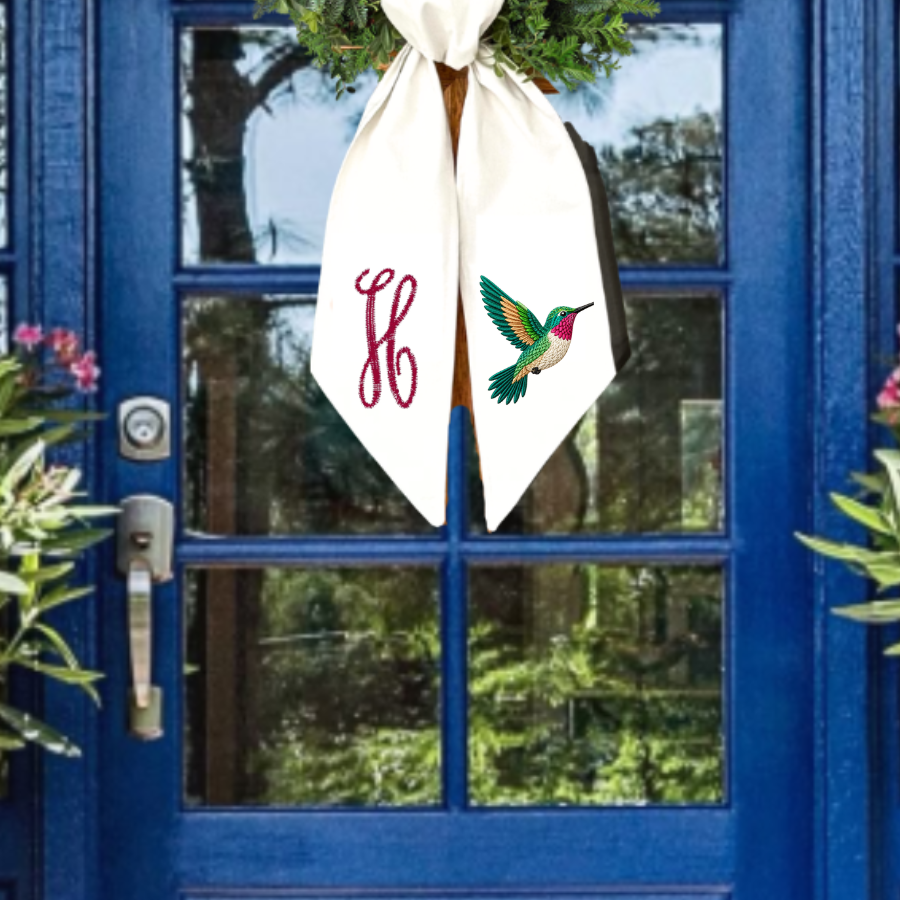 Personalized Hummingbird Wreath Sash with Monogram