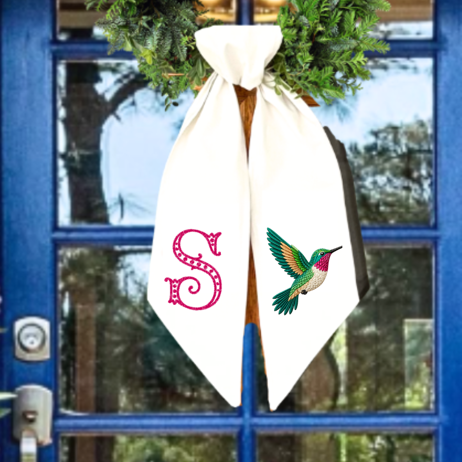 Personalized Hummingbird Wreath Sash with Monogram