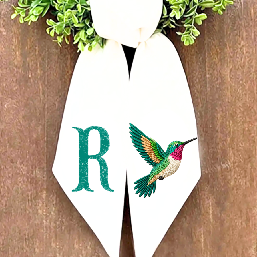 Personalized Hummingbird Wreath Sash with Monogram