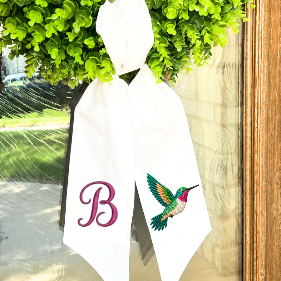 Personalized Hummingbird Wreath Sash with Monogram