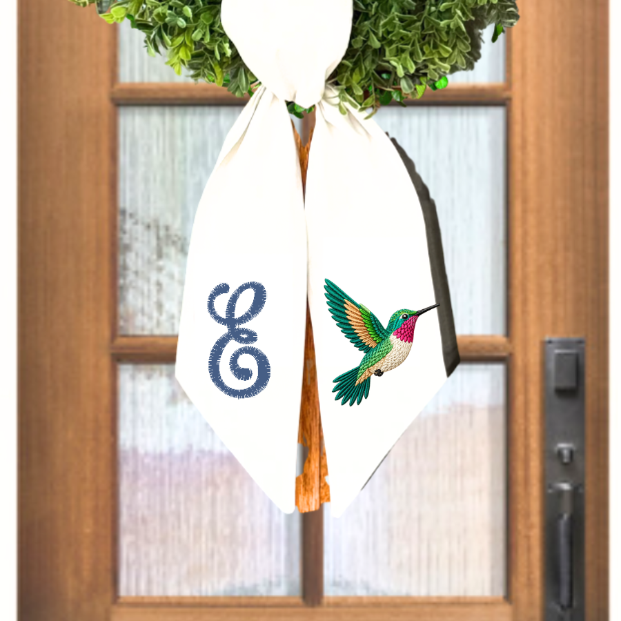 Personalized Hummingbird Wreath Sash with Monogram