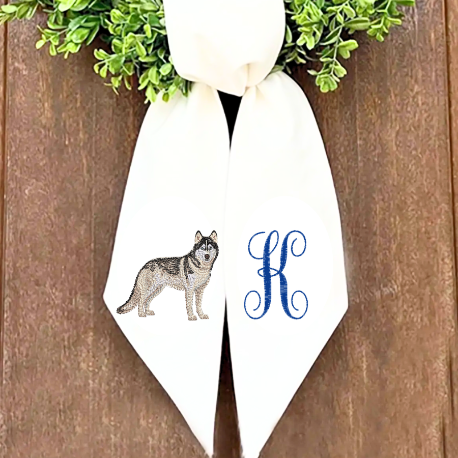 Personalized Siberian Husky Wreath Sash