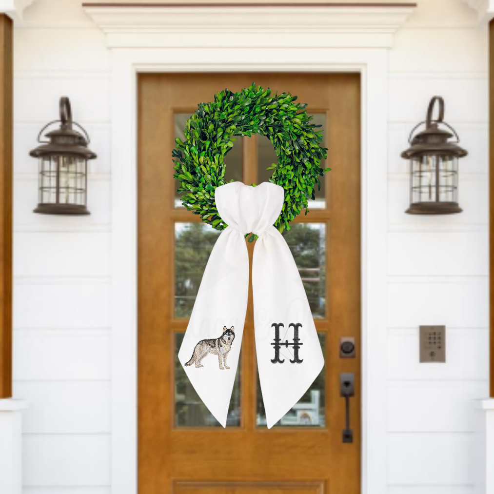 Personalized Siberian Husky Wreath Sash