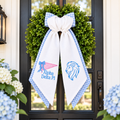 Alpha Delta Pi Layered Wreath Sash, Blue Gingham ADPi Sorority Door Decor
