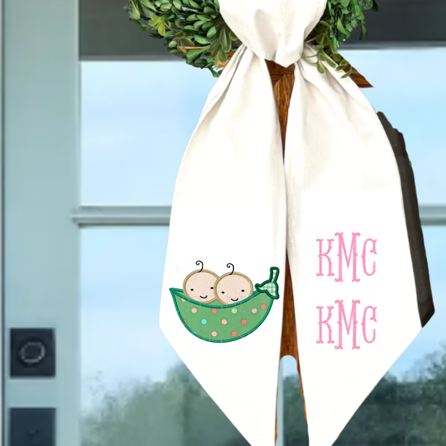 Personalized Sweet Pea Baby Wreath Sash | Custom Monogram Nursery Decor