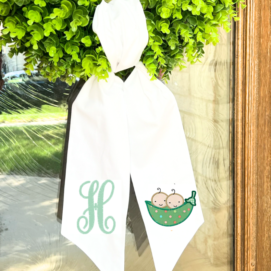 Personalized Sweet Pea Baby Wreath Sash | Custom Monogram Nursery Decor
