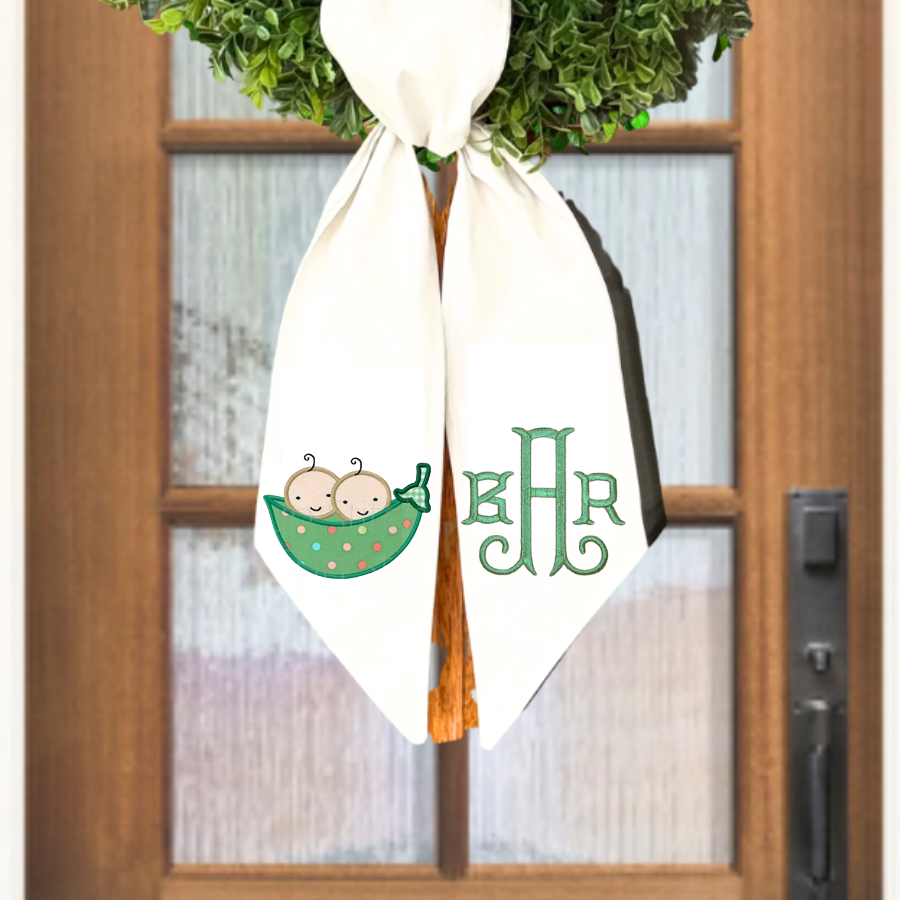 Personalized Sweet Pea Baby Wreath Sash | Custom Monogram Nursery Decor