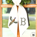 Embroidered Pheasant Wreath Sash – Personalized Monogram Door Decor