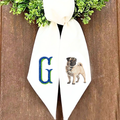 Personalized Pug Wreath Sash | Pug Front Door Decor | Custom Initial Dog Wreath Sash