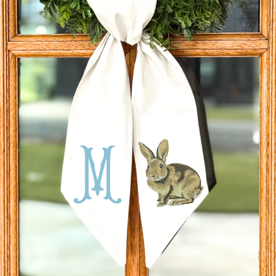 Personalized Bunny Easter Wreath Sash – Monogrammed Spring Door Décor