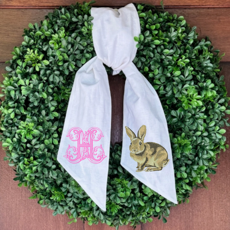 Personalized Bunny Easter Wreath Sash – Monogrammed Spring Door Décor