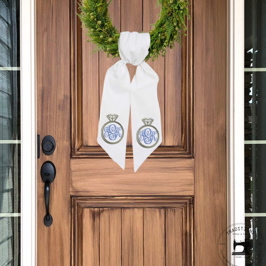 Personalized Engagement Ring Wreath Sash with Monogram