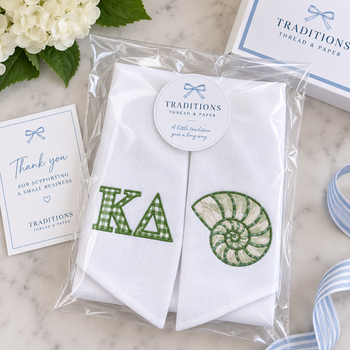 Kappa Delta Wreath Sash, Green Gingham KD Sorority Door Decor, Nautilus Shell Sorority Gift