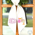 Personalized Baby Stork Wreath Sash