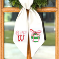 Striped Ornament & Monogram Christmas Wreath Sash