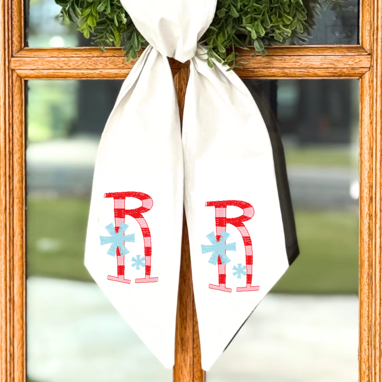 Personalized Snowflake Christmas Wreath Sash