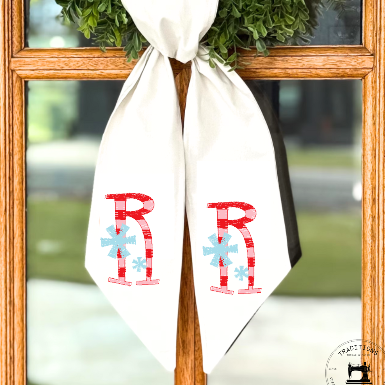 Personalized Snowflake Christmas Wreath Sash