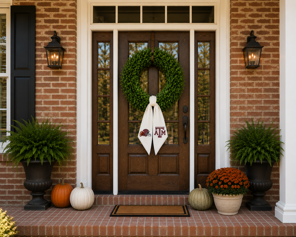 Texas A&M Wreath Sash – Game Day Embroidered Decor