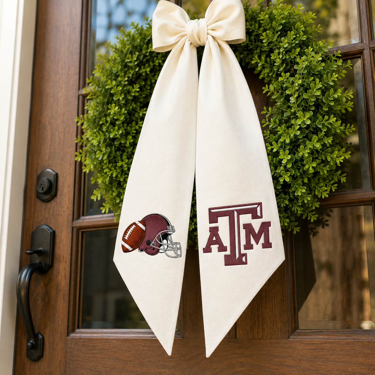 Texas A&M Wreath Sash – Game Day Embroidered Decor