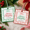 Personalized Christmas Gift Tags | Red & Green Toile | Set of 24