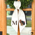 Thanksgiving Turkey Wreath Sash – Personalized Monogram Embroidered Door Décor