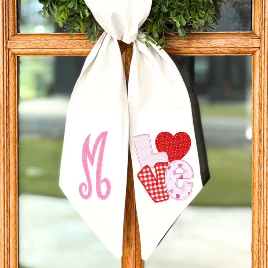 Personalized “LOVE” Valentine Wreath Sash