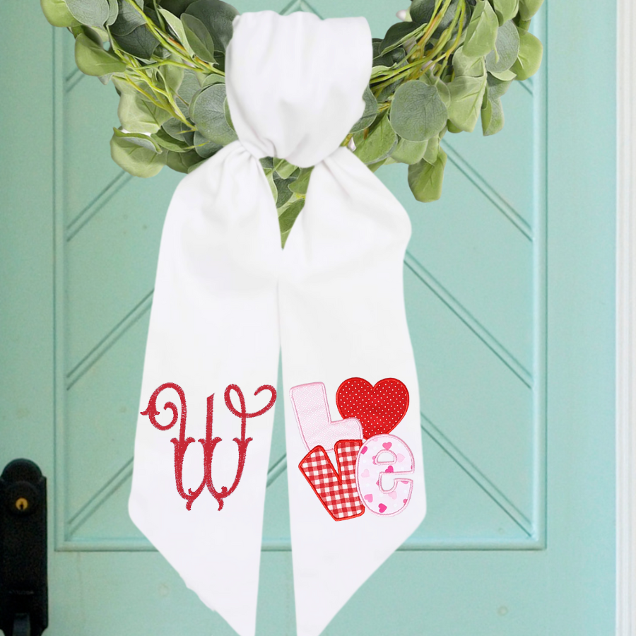 Personalized “LOVE” Valentine Wreath Sash