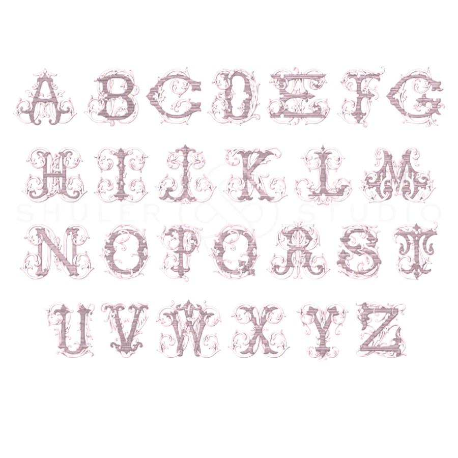 Vintage Vine Monogram Wreath Sash | Embroidered Door Decor