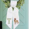 Personalized Yellow Lab Wreath Sash | Labrador Retriever Front Door Decor | Custom Initial Dog Wreath Sash